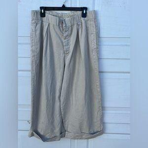 Free People pull on pleated Wide Leg Jeans Beige High Rise L